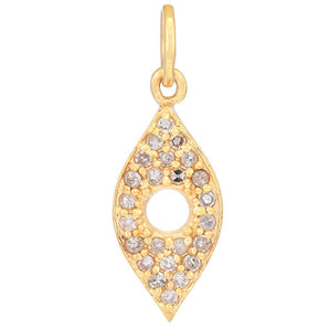 14k Solid Gold & Diamond Evil Eye Charm, (14K-DCH-845)