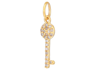 14k Solid Gold & Diamond Vintage Inspired Key Charm, (14K-DCH-832)