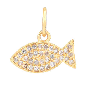 14k Solid Gold & Diamond Fish Charm, (14K-DCH-846)