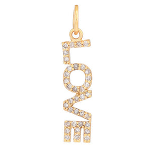 14k Solid Gold & Diamond Love Charm, (14K-DCH-822)