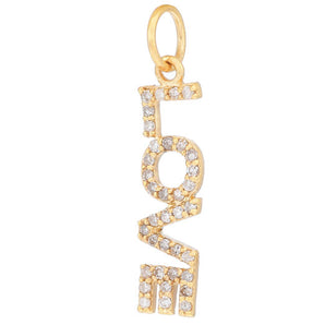 14k Solid Gold & Diamond Love Charm, (14K-DCH-822)