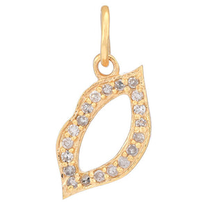 14k Solid Gold & Diamond Lucky Lips Charm, (14K-DCH-848)