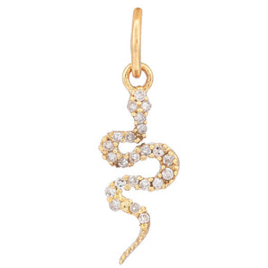 14k Solid Gold & Diamond Snake Charm, (14K-DCH-849)