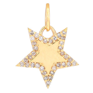 14k Solid Gold & Diamond Star Charm, (14K-DCH-847)