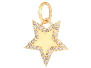 14k Solid Gold & Diamond Star Charm, (14K-DCH-847)