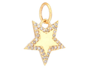14k Solid Gold & Diamond Star Charm, (14K-DCH-847)