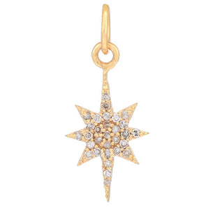 14k Solid Gold & Diamond Starburst Charm, (14K-DCH-841)