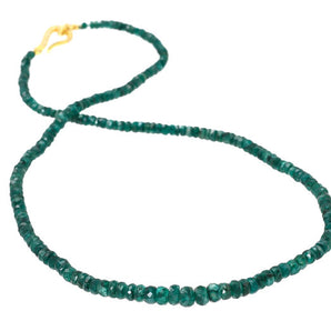 Natural Emerald Faceted Roundel w/ Sterling & Diamond Clasp, Ready to wear Necklace (EMLD-RNDL-3-5)