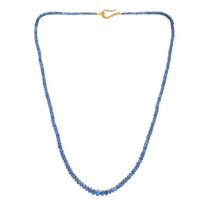 Natural Sapphire Faceted Roundel w/ Sterling & Diamond Clasp, Ready to wear Necklace (SAPP-RNDL-3-5)