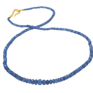 Natural Sapphire Faceted Roundel w/ Sterling & Diamond Clasp, Ready to wear Necklace (SAPP-RNDL-3-5)