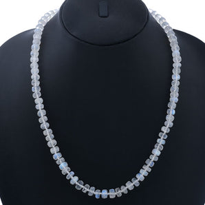 Ready to Wear Finished Hand Knotted Rainbow Moonstone Chain w/ Pave Diamond Hook Clasp, (DCHN-68)