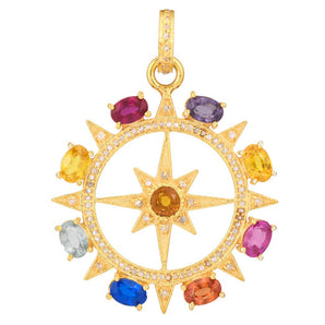 Pave Diamond & Multi Sapphire Star Pendant, (DPL-2489)