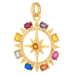 Pave Diamond & Multi Sapphire Star Pendant, (DPL-2489)