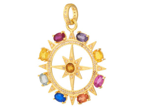 Pave Diamond & Multi Sapphire Star Pendant, (DPL-2489)