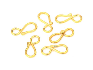 Sterling Silver Gold Vermeil S Hook Clasp, Multiple Options, (SS-1064)