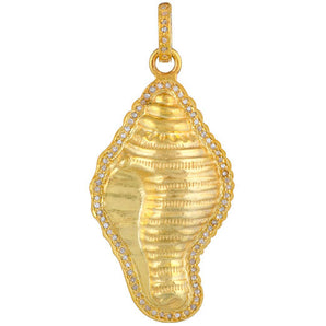 Pave Diamond Conch Shell Pendant, (DPL-2485)