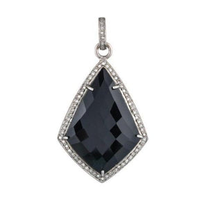 Pave Diamond Black Onyx Kite Pendant, (DGM-8028)