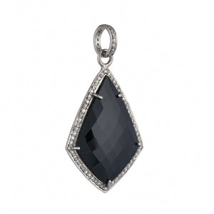 Pave Diamond Black Onyx Kite Pendant, (DGM-8028)
