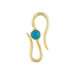 Sterling Silver Gold Vermeil S Hook Clasp w/ Turquoise, 19x9mm, (SS-1059)