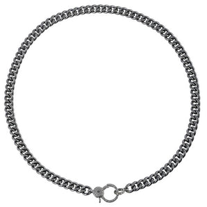 Ready to Wear Finished Solid Cuban Curb Chain with Pave Diamond Lobster Clasp, (DCHN-65)