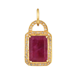 Pave Diamond and Ruby Padlock Pendant, (DGM-8025)