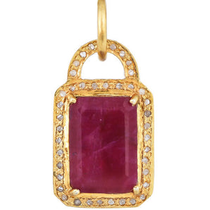 Pave Diamond and Ruby Padlock Pendant, (DGM-8025)