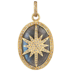 Pave Diamond and Labradorite Starburst Pendant, (DPL-2484)