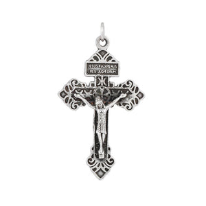 Sterling Silver Large Crucifix Necklace, Indulgence Crucifix with Miraculous Pendnat (CH20-15)