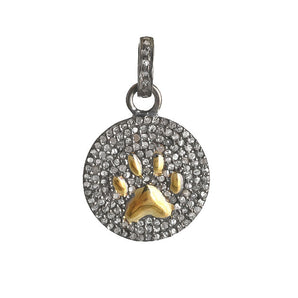 Pave Diamond Dog Paw Pendant, (DPM-1244)