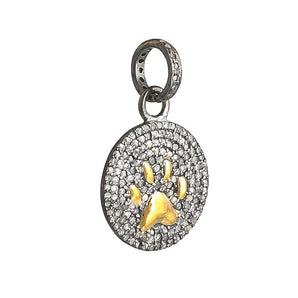 Pave Diamond Dog Paw Pendant, (DPM-1244)