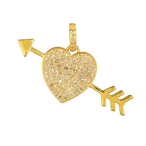 Pave Diamond Heart and Arrow Love Pendant, (DPL-2509)