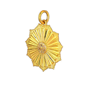 Pave Diamond  Fluted Sun Medallion Pendant, (DPM-1238)