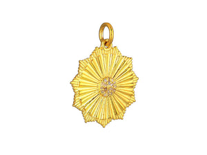Pave Diamond  Fluted Sun Medallion Pendant, (DPM-1238)