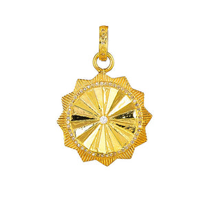 Pave Diamond Large Fluted Sun Pendant, (DPL-2519)