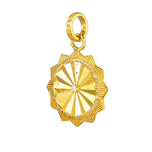 Pave Diamond Large Fluted Sun Pendant, (DPL-2519)