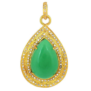 Pave Diamond & Chrysoprase Drop Pendant (DPL-2534)