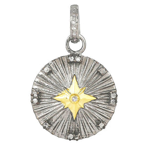 Pave Diamond North Star Medallion Pendant, (DPM-1258)