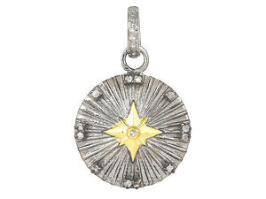 Pave Diamond North Star Medallion Pendant, (DPM-1258)