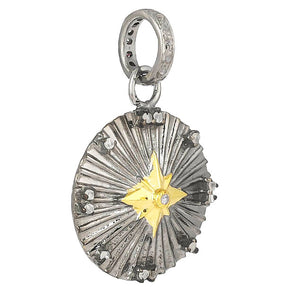 Pave Diamond North Star Medallion Pendant, (DPM-1258)