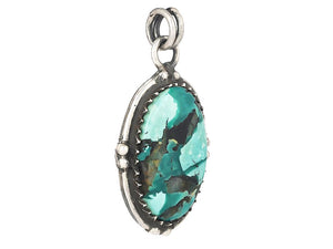 Sterling Silver Turquoise Artisan Pendant, (SP-5690)