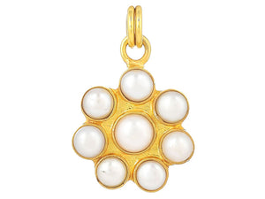 Sterling Silver Freshwater Pearl Round Artisan Pendant, (SP-5695)