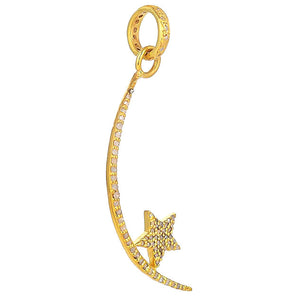 Pave Diamond Crescent Moon & Star Pendant (DPL-2533)