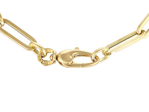 14K Solid Italian Gold Paper Clip Chain Bracelet, Solid Gold Links, Solid Italian Gold Bracelet (14K-4.5x15-B)(2)