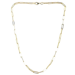 14K Solid Yellow Gold Paper Clip Finish Necklace w/clasp, 3.8x12 mm 14k-3.8x12(7)