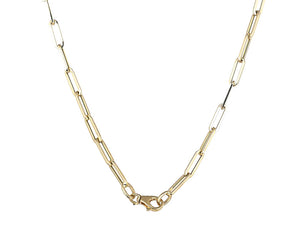 14K Solid Yellow Gold Paper Clip Finish Necklace w/clasp, 3.8x12 mm 14k-3.8x12(7)