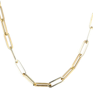 14K Solid Yellow Gold Paper Clip Finish Necklace w/clasp, 5x16.5 mm, 14k-5x16.5(8)