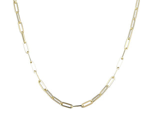 14K Solid Yellow Gold Paper Clip Finish Necklace w/clasp 3x9 mm (14k-3x9(6))
