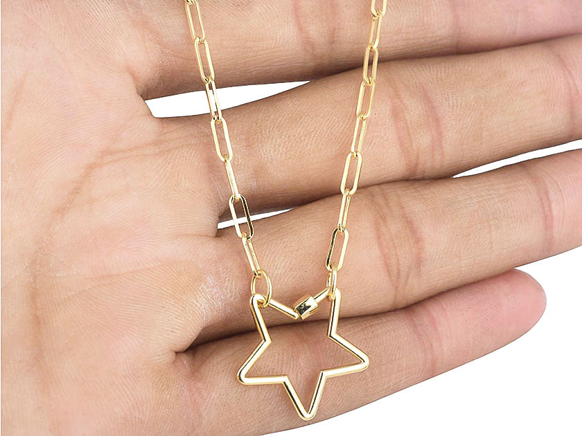 Diamond Paperclip Carabiner Necklace
