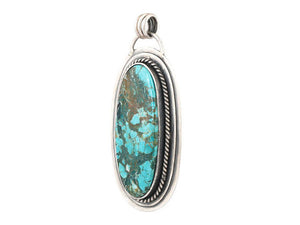 Sterling Silver Large Turquoise Oval Artisan Pendant, (SP-5681)