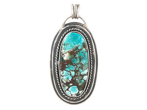Sterling Silver Large Turquoise Oval Artisan Pendant, (SP-5682)